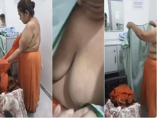 Aunty Boobs Captured While She Was Changing